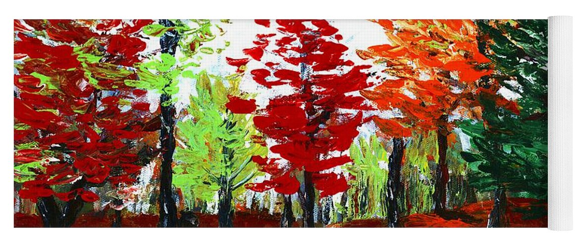Malakhova Yoga Mat featuring the painting Autumn by Anastasiya Malakhova