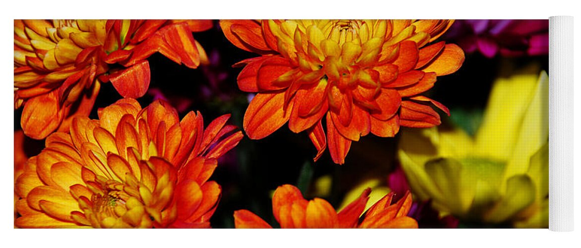 Flowers Yoga Mat featuring the digital art Autumn Flowers by Linda Segerson
