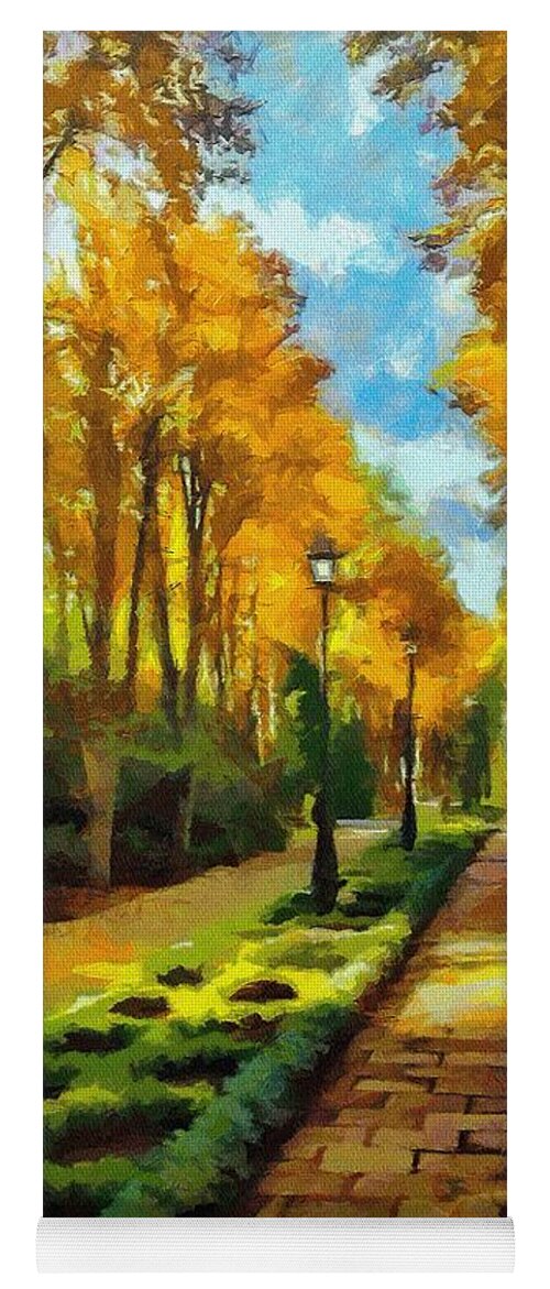 Fall Yoga Mat featuring the painting Autumn in Public Gardens by Jeffrey Kolker