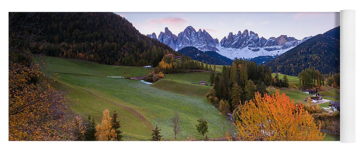 Autumn Yoga Mat featuring the photograph Autumn in the Dolomites mountains - Italy by Matteo Colombo