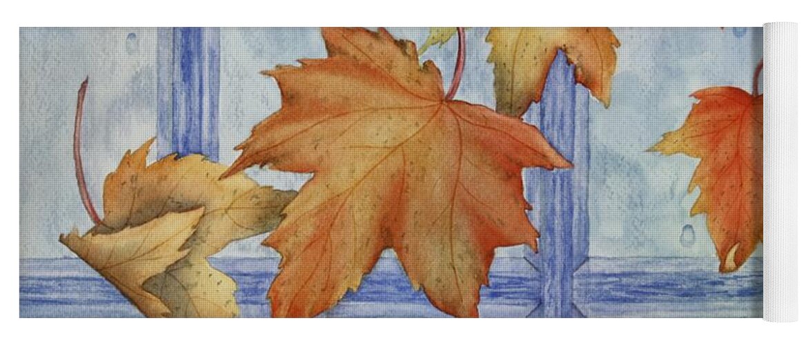 Canadian Maple Leaves Yoga Mat featuring the painting Autumn Rain by Heather Gallup