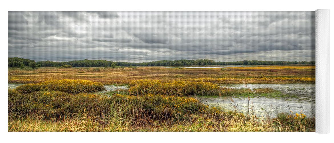 Autumn Yoga Mat featuring the photograph Autumn Salt Marsh - Bombay Hook National Wildlife Refuge - Delaware - USA by Carol Senske