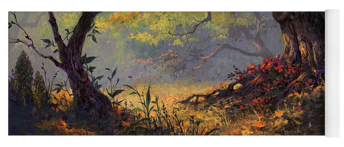 Landscape Yoga Mat featuring the painting Autumn Shade by Michael Humphries