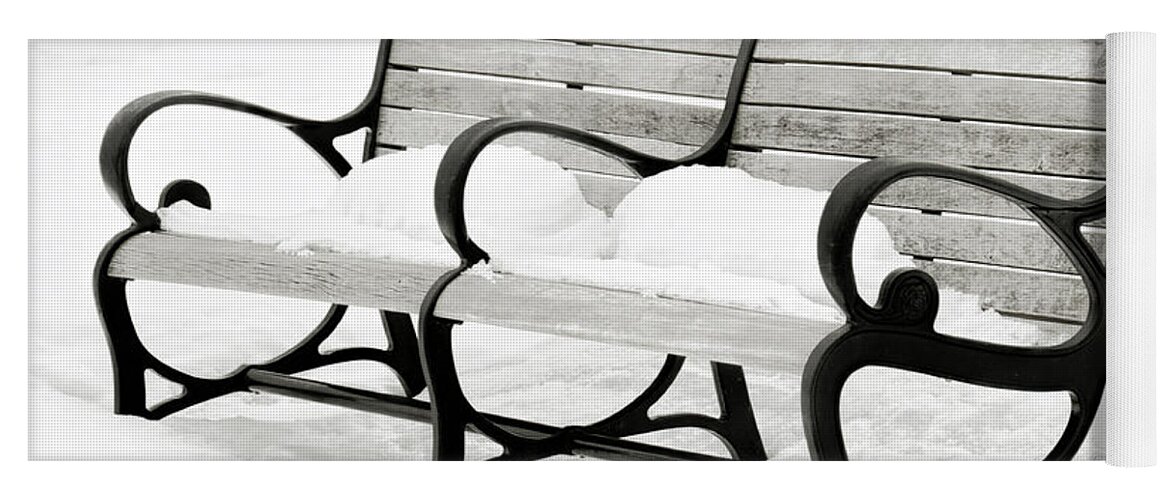 Benches In Snow Yoga Mat featuring the photograph Awaiting Spring by Regina Geoghan