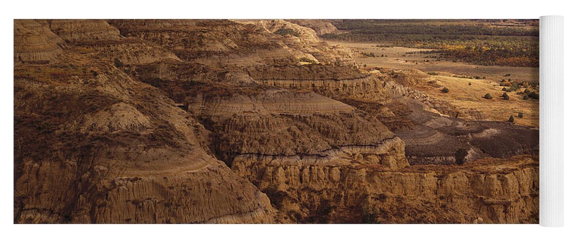 00173672 Yoga Mat featuring the photograph Badlands In Theodore Roosevelt National by Tim Fitzharris