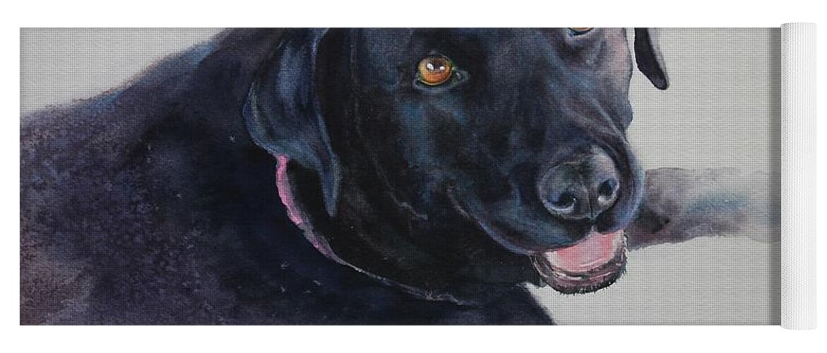 Black Lab Yoga Mat featuring the painting Bailey by Ruth Kamenev