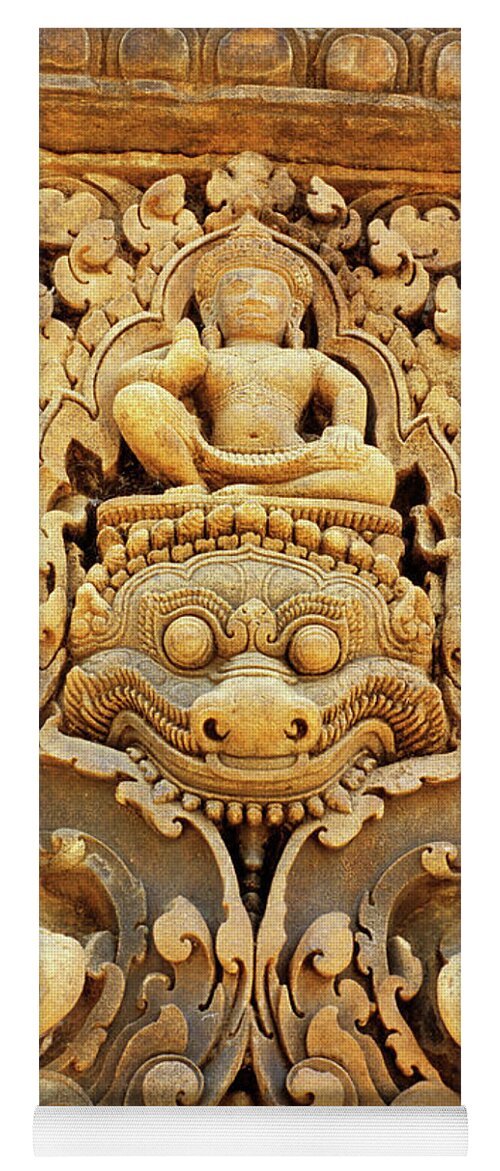 Banteay Yoga Mat featuring the photograph Banteay Srei Carving 01 by Rick Piper Photography