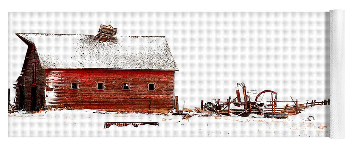 Landscape Yoga Mat featuring the photograph Barn in the Snow by Steven Reed
