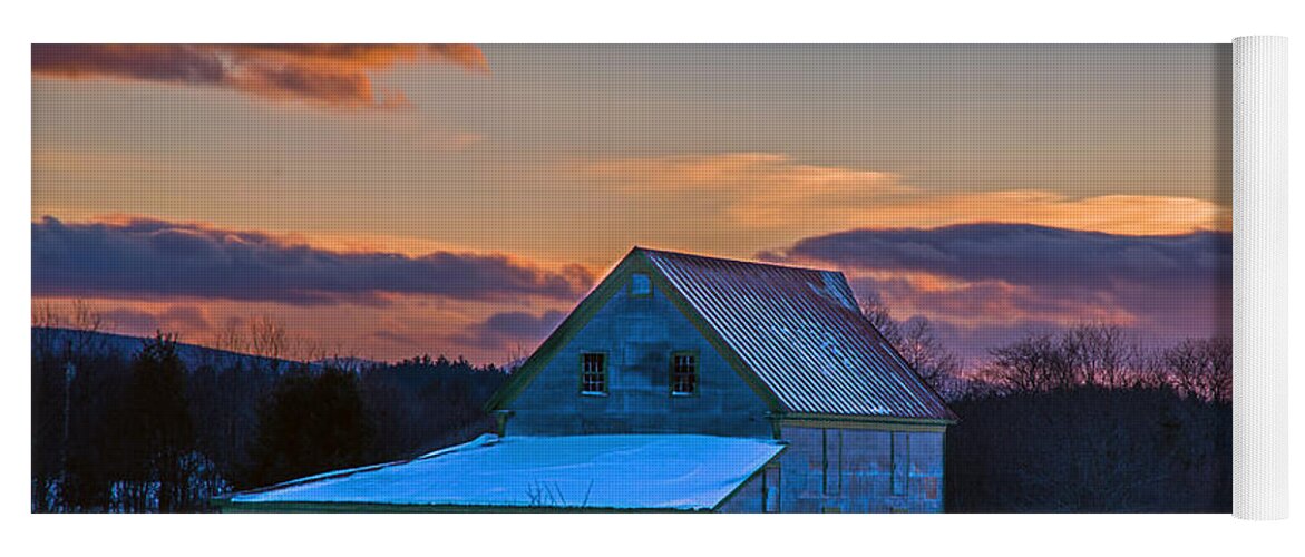 Winter Yoga Mat featuring the photograph Barn in Winter by Alana Ranney