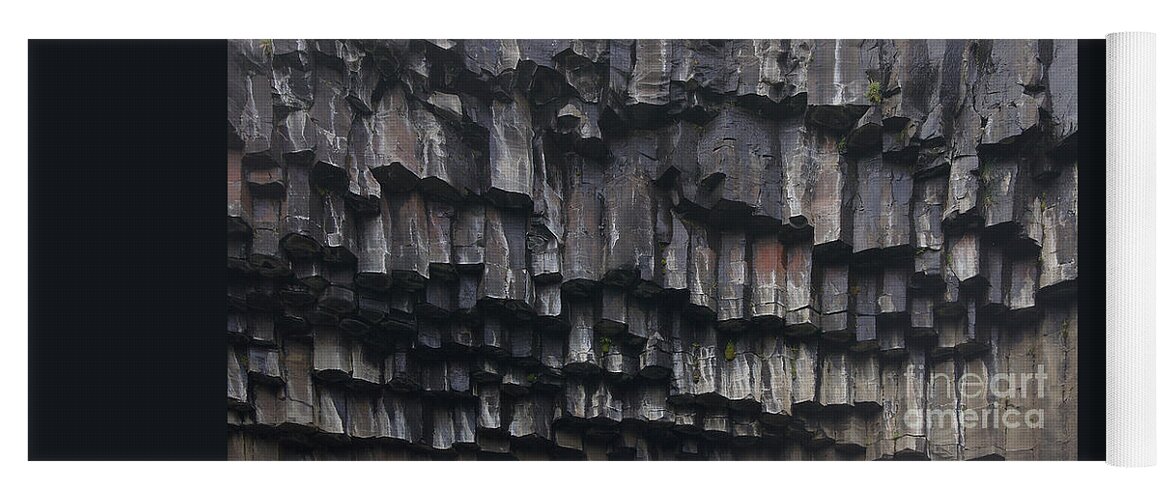 Prott Yoga Mat featuring the photograph basaltic columns of Svartifoss Iceland by Rudi Prott