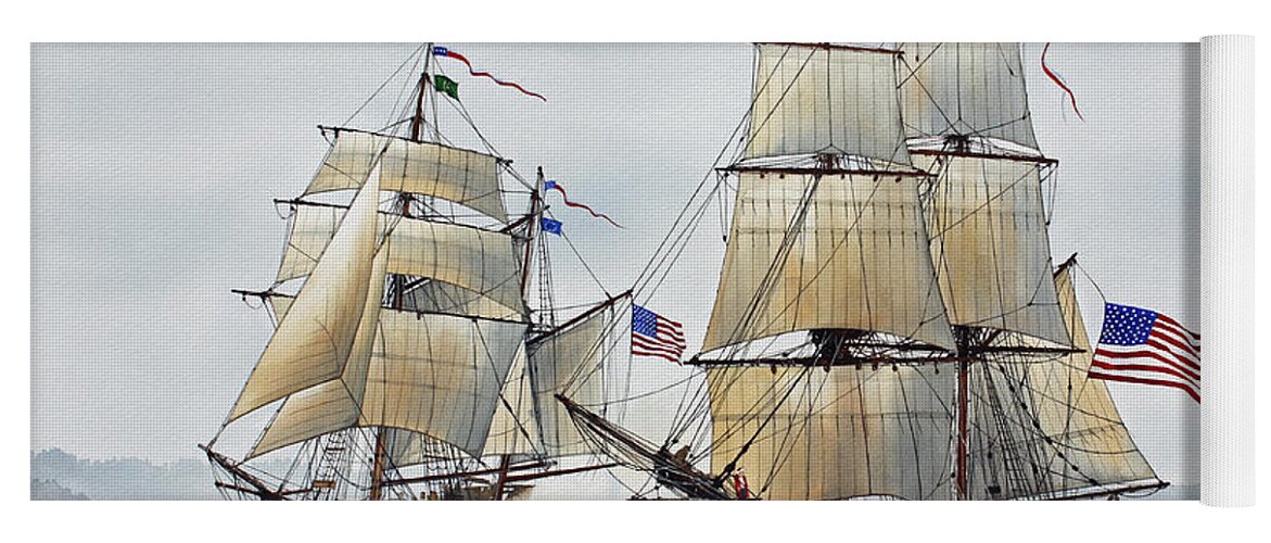 Tall Ship Yoga Mat featuring the painting Battle Sail by James Williamson