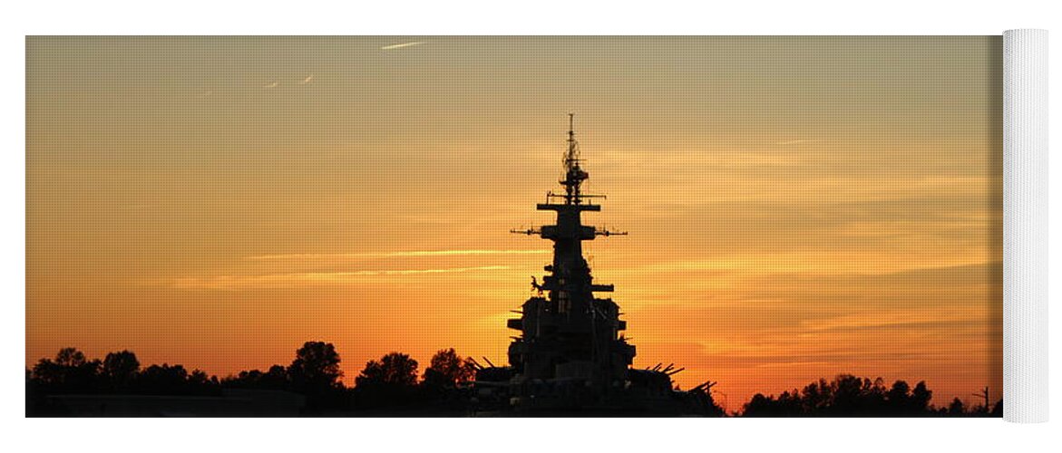 Battleship Yoga Mat featuring the photograph Battleship At Sunset by Cynthia Guinn