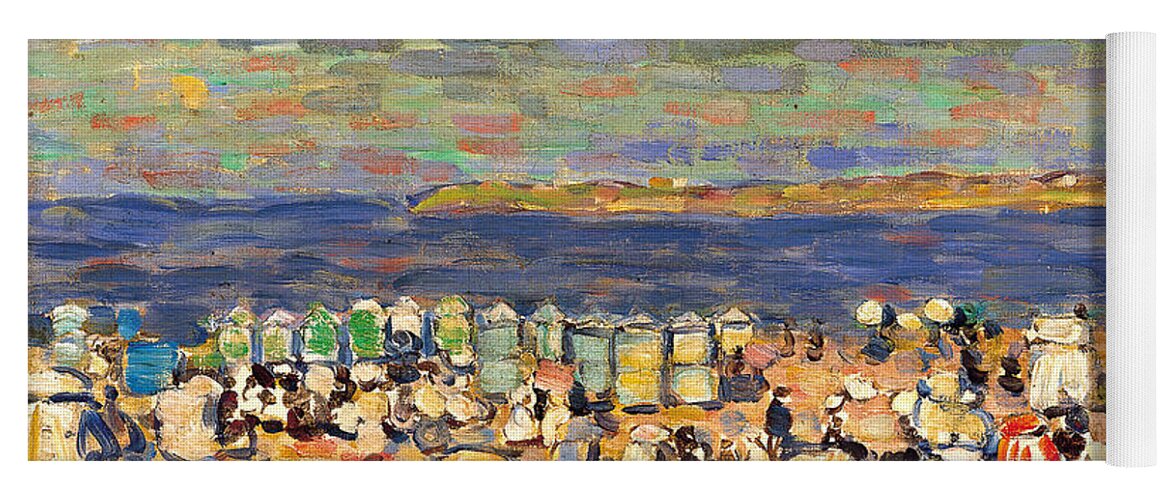 Maurice Brazil Prendergast Yoga Mat featuring the painting Beach at St Malo by Maurice Brazil Prendergast