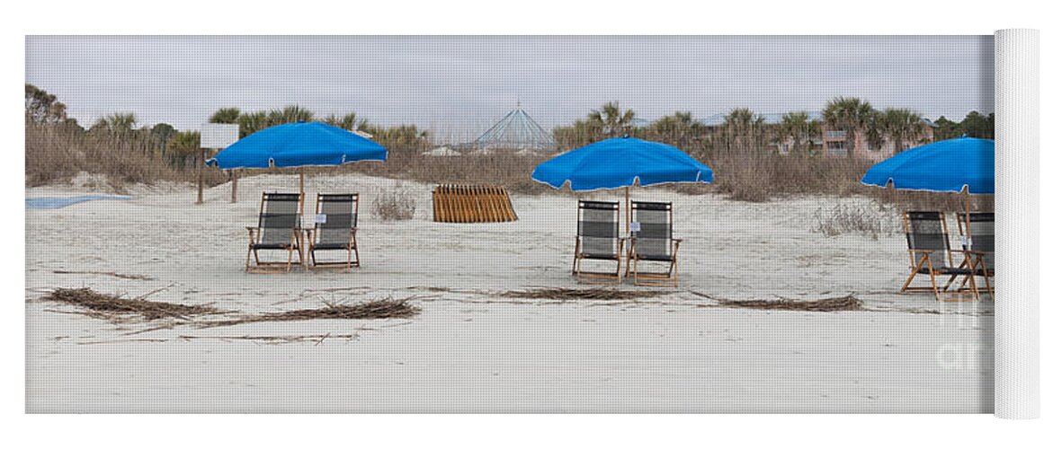 Hilton Head Yoga Mat featuring the photograph Beach Chairs by Thomas Marchessault