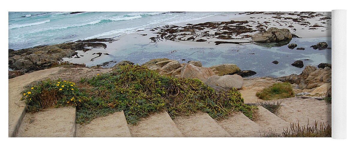 Beach Yoga Mat featuring the photograph Descending to the Beach Monterey by Debra Thompson