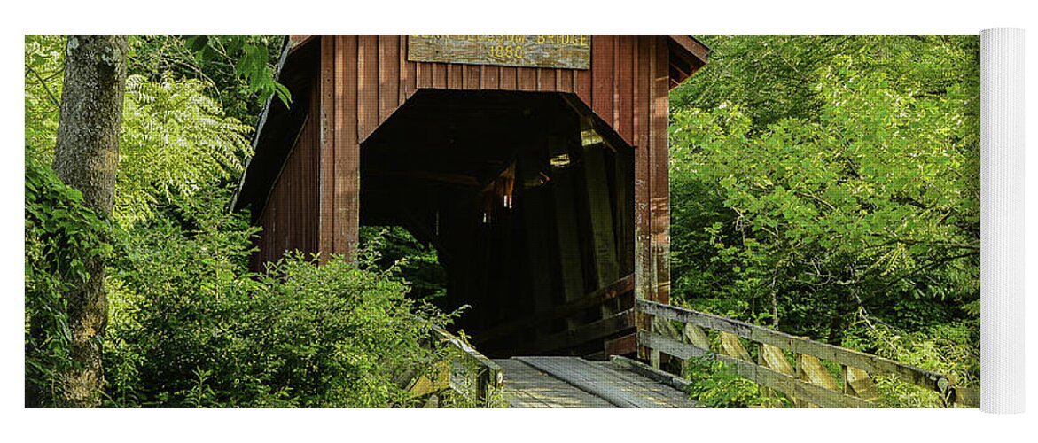 Architecture Yoga Mat featuring the photograph Bean Blossom Covered Bridge by Mary Carol Story