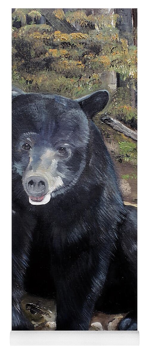 Black Bear Yoga Mat featuring the painting Bear - Wildlife Art - Ursus americanus by Jan Dappen