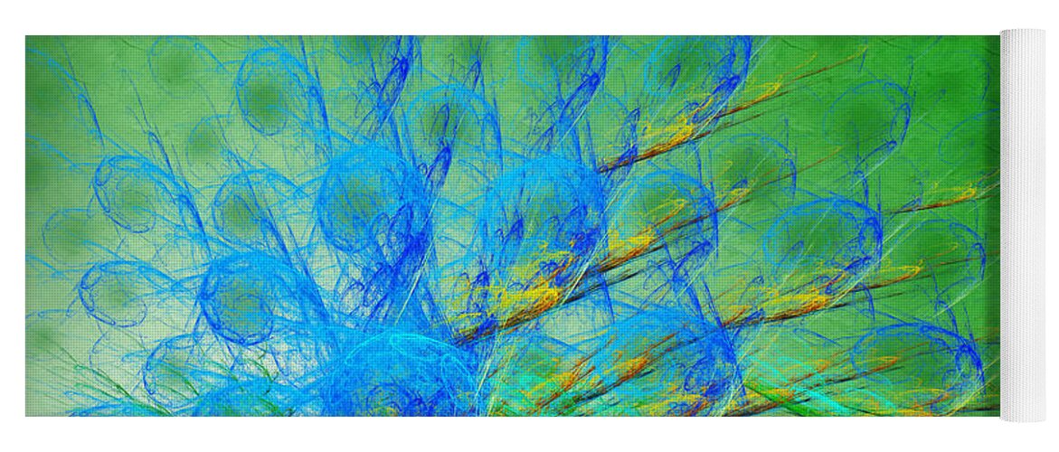 Andee Design Abstract Yoga Mat featuring the digital art Beautiful Peacock Abstract 1 by Andee Design