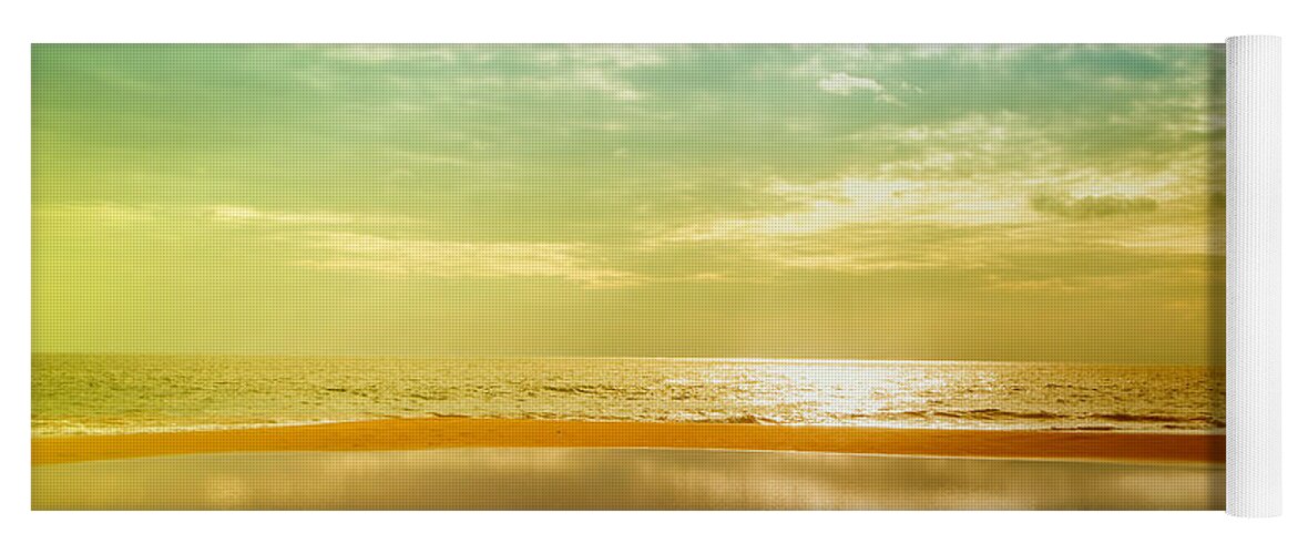 Sunset Yoga Mat featuring the photograph Beautiful sunset at the Hikkaduwa Beach by Gina Koch