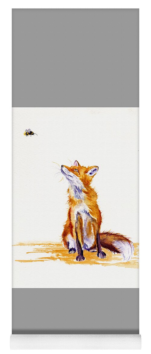 Fox Yoga Mat featuring the painting Bee Enchanted - Fox by Debra Hall