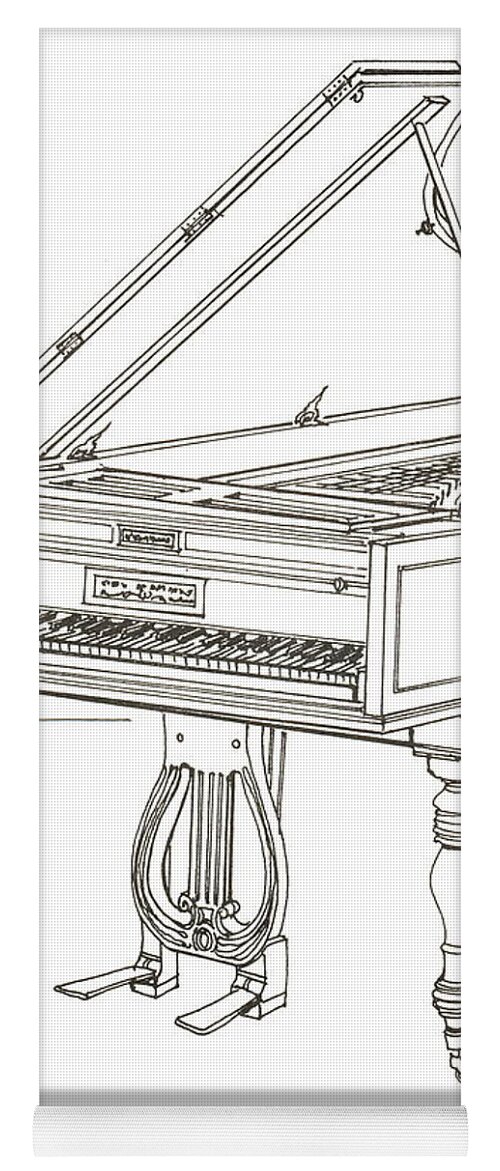 Beethoven Yoga Mat featuring the drawing Beethoven's Broadwood Grand Piano by Ira Shander