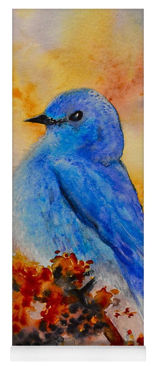 Bluebird Yoga Mat featuring the painting Before The Song by Beverley Harper Tinsley