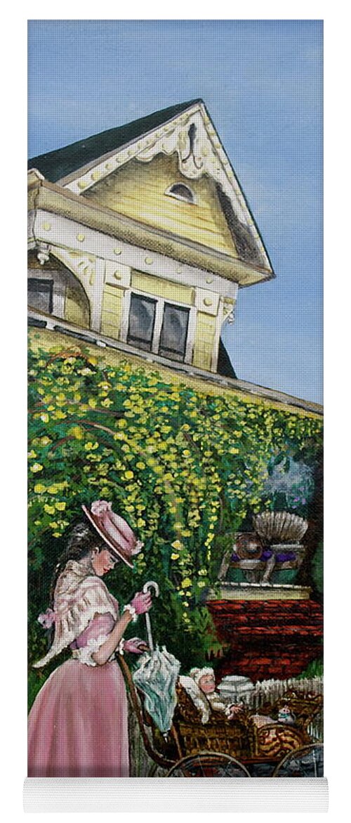House Yoga Mat featuring the painting Behind the Garden Gate by Linda Simon