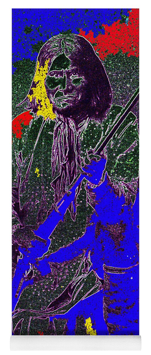 Ben Wittick Photo Geronimo On Bended Knee Rifle1887-2009 Color Added Yoga Mat featuring the photograph Ben Wittick photo Geronimo on bended knee with rifle 1887-2009 by David Lee Guss