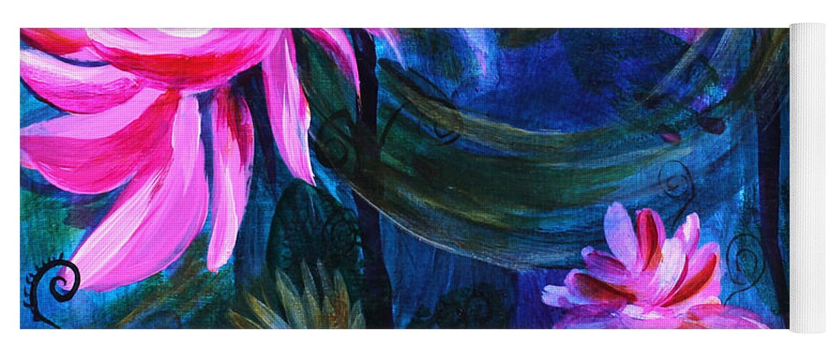 Pink Lotus Flower Yoga Mat featuring the painting Beneath Dark Lotus Waters by Jaime Haney