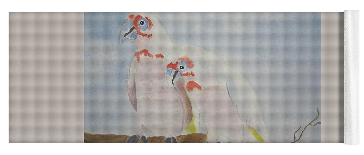 Birds Corella Birds In Australia Yoga Mat featuring the painting Best Mates by Elvira Ingram