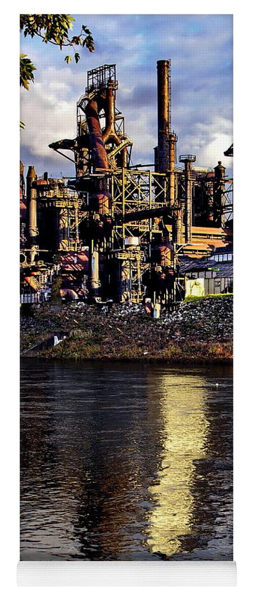 Bethlehem Steel Yoga Mat featuring the photograph Bethlehem Steel Reflections Two by Jacqueline M Lewis