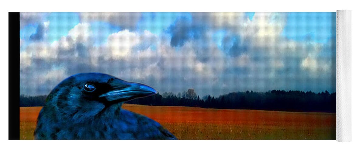 Crow Yoga Mat featuring the photograph BIG DADDY CROW SERIES Silent Watcher by Lesa Fine