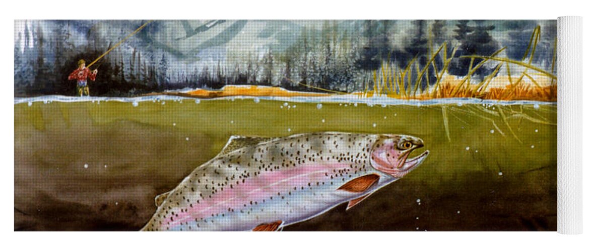Rainbow Trout Yoga Mat featuring the painting Big Thompson Trout by Craig Burgwardt