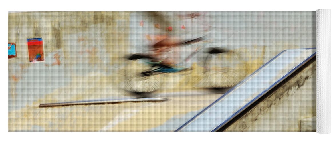 Bmx Bike Yoga Mat featuring the photograph Biking the Skateboard Park by Kae Cheatham