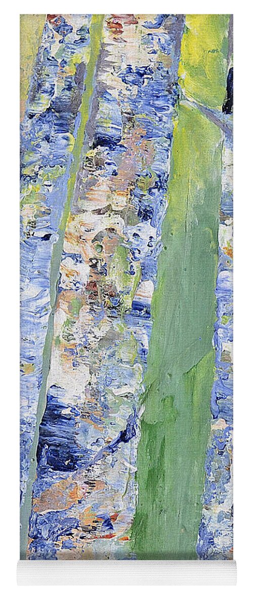 Birch Yoga Mat featuring the painting Birches by Claire Bull