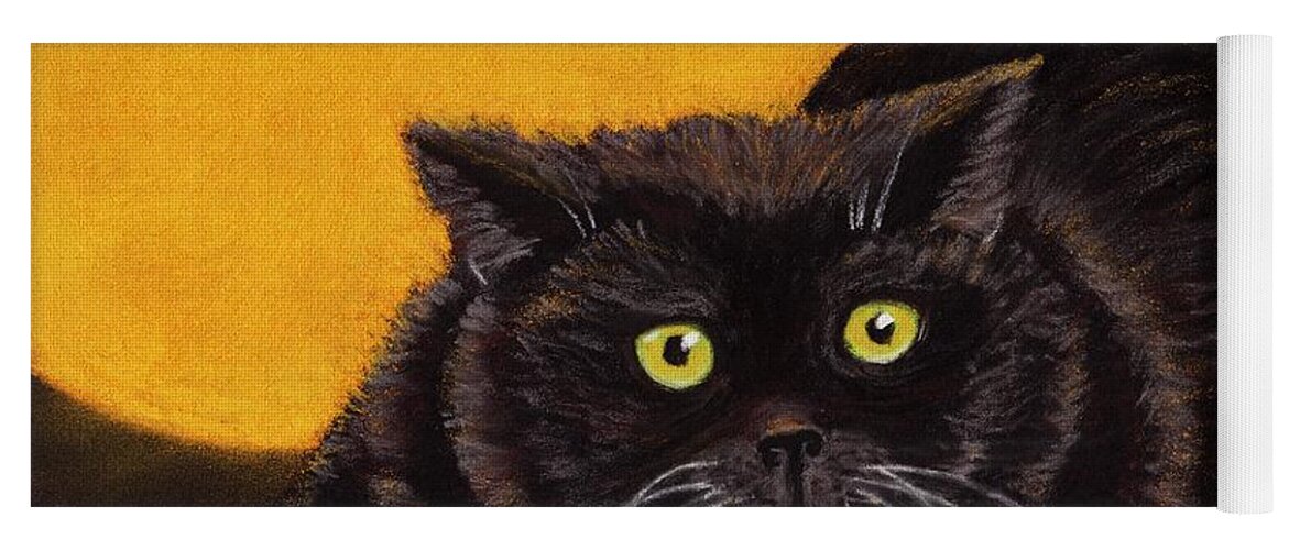 Black Yoga Mat featuring the painting Black Cat by Anastasiya Malakhova