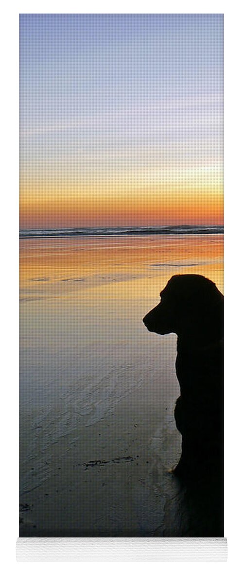 Labrador Yoga Mat featuring the photograph Black Dog Sundown by Pamela Patch