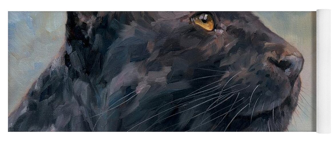 Panther Yoga Mat featuring the painting Black Panther by David Stribbling