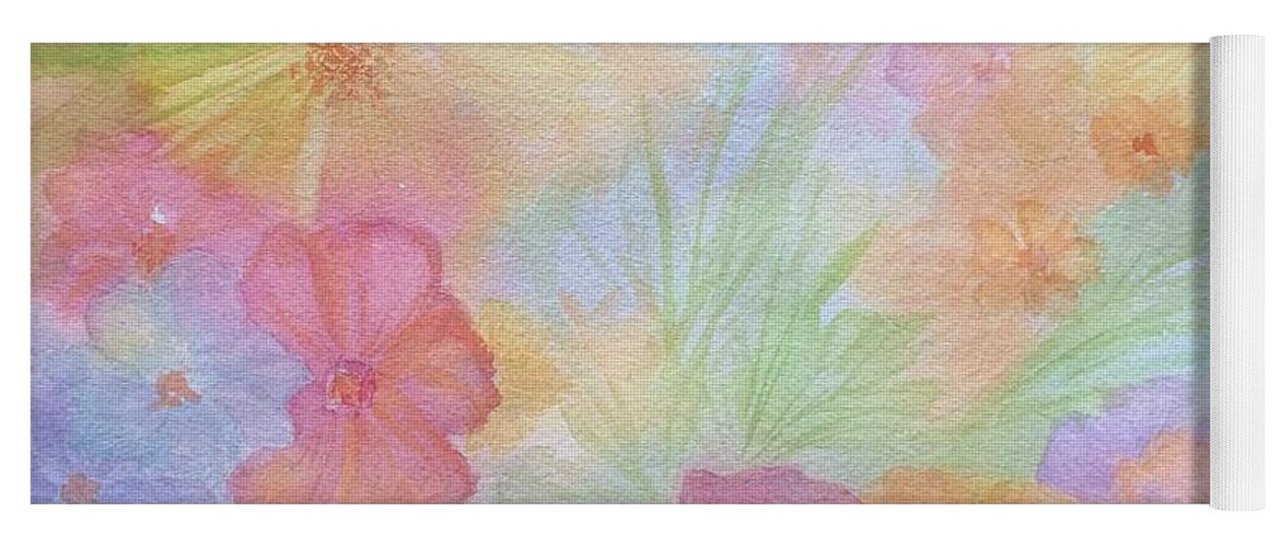 Floral Abstract Yoga Mat featuring the painting Blossoms II by Ellen Levinson