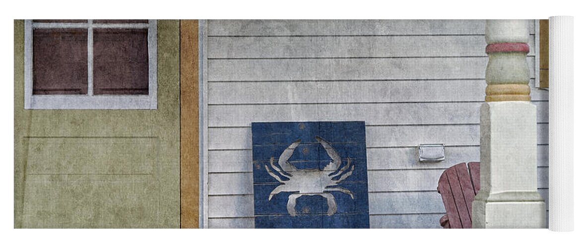2d Yoga Mat featuring the photograph Blue Crab Chair by Brian Wallace