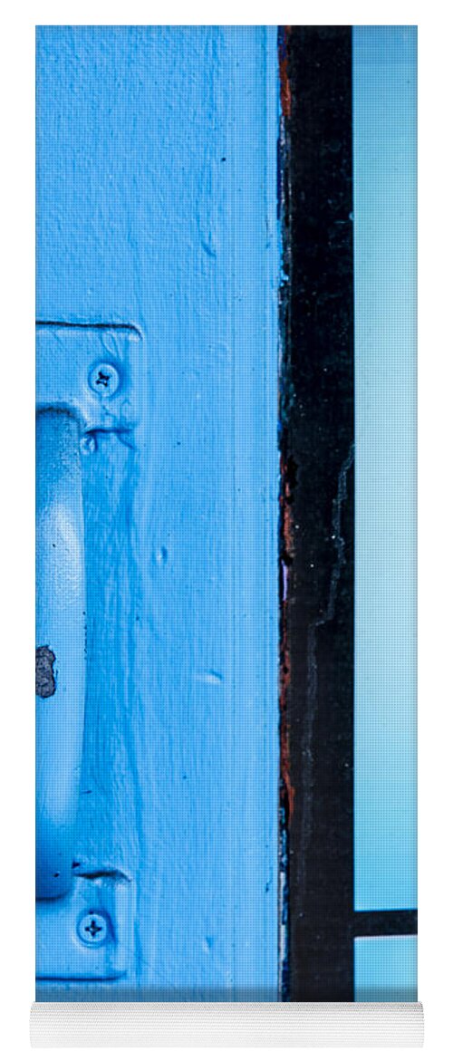 Door Yoga Mat featuring the photograph Blue Door Handle by Carolyn Marshall