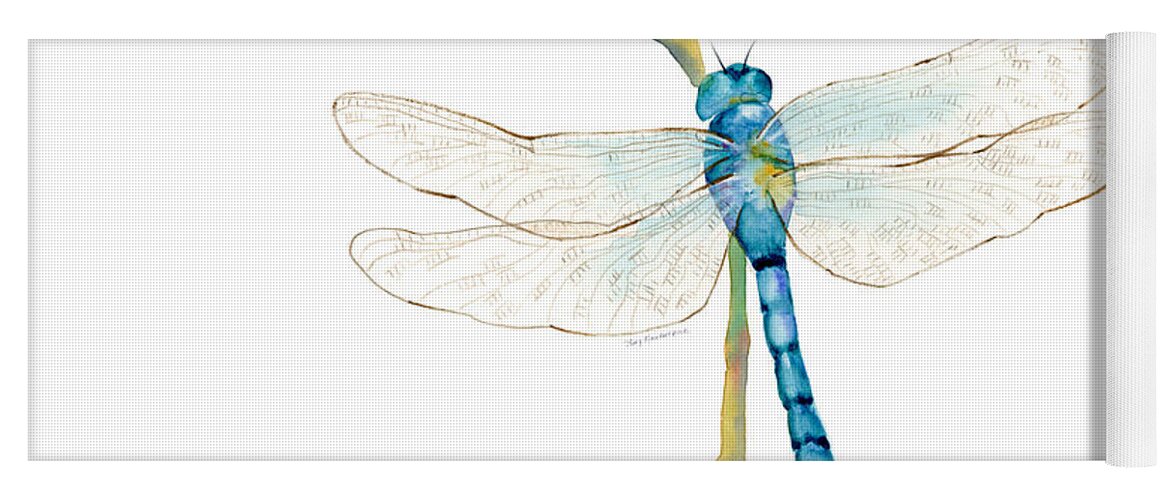 Dragonflies Yoga Mat featuring the painting Blue Dragonfly by Amy Kirkpatrick