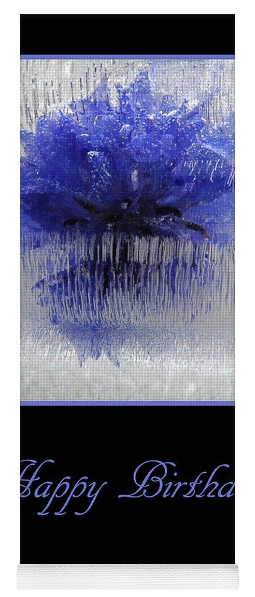 Birthday Yoga Mat featuring the photograph Blue Flower in Ice by Randi Grace Nilsberg
