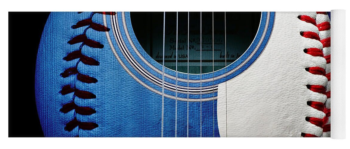 Baseball Yoga Mat featuring the photograph Blue Guitar Baseball Square by Andee Design