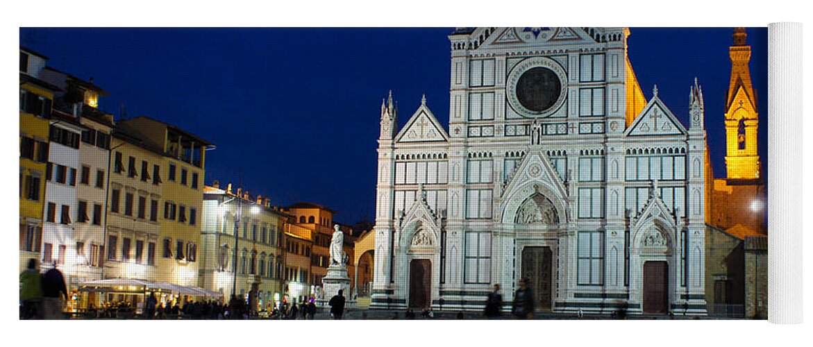 Basilica Santa Croce Yoga Mat featuring the photograph Blue Hour - Santa Croce Church Florence Italy by Georgia Mizuleva