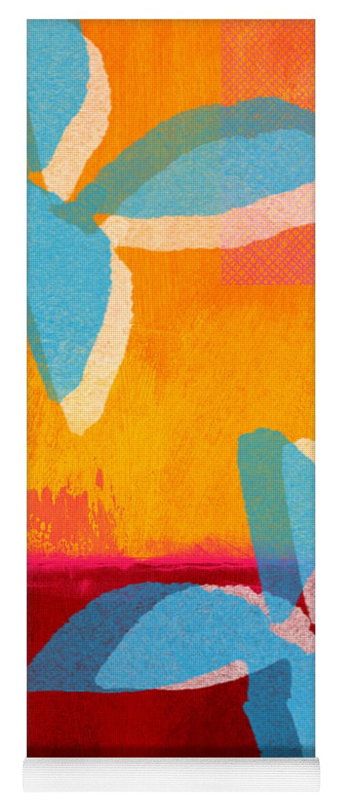 Abstract Painting Yoga Mat featuring the painting Blue Jasmine by Linda Woods