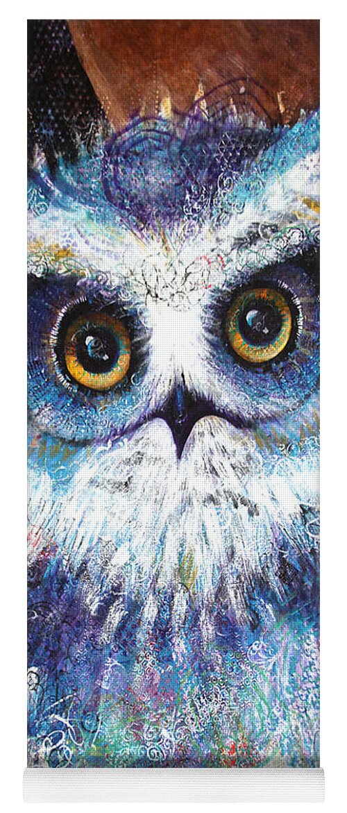 Owl Yoga Mat featuring the painting Blue by Laurel Bahe