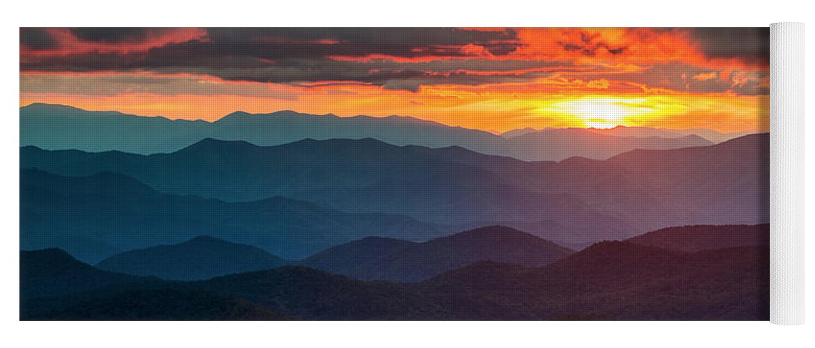 Sunset Yoga Mat featuring the photograph Blue Ridge Mountains Sunset from Southern Blue Ridge Parkway by Dave Allen