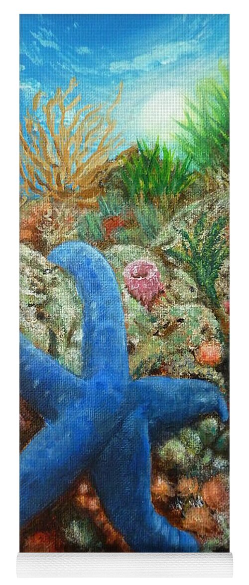 Blue Seastar Yoga Mat featuring the painting Blue Seastar by Amelie Simmons