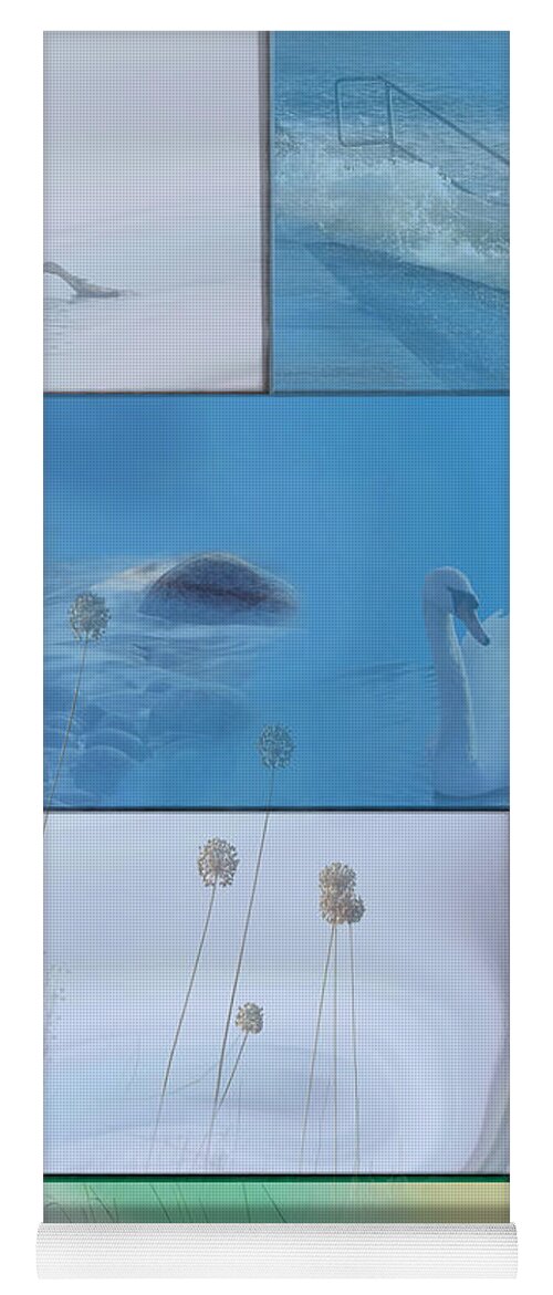 Swan Yoga Mat featuring the photograph Blue Swan Collage by Randi Grace Nilsberg